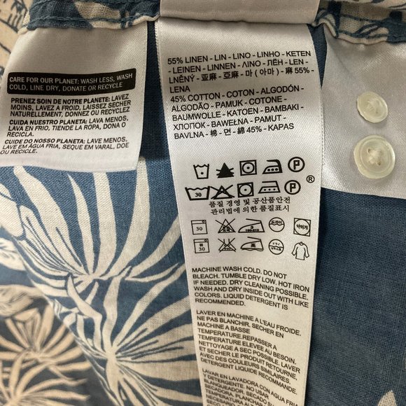 Mens Lot of Two Floral Short Sleeve Shirts Small Cotton/Linen Black/White Blue - Picture 9 of 9